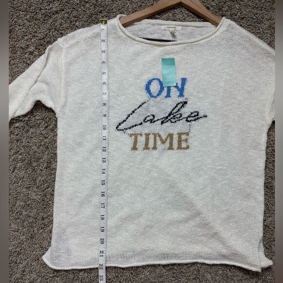 Maurices On Lake Time Cream & Blue Sweater - Picture 4 of 7